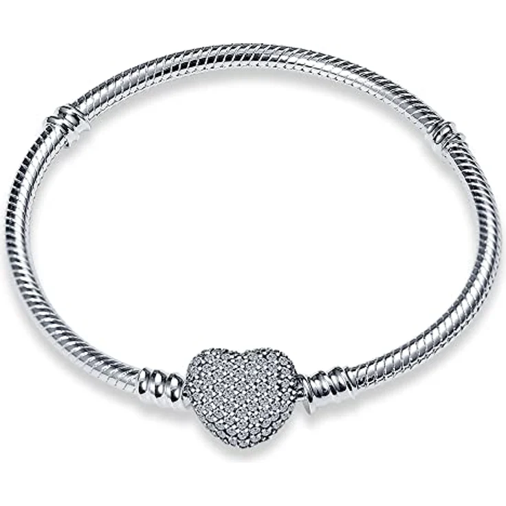 TINSLO Damen Armband 925 Sterling Silber, Schlangen Gliederarmband mit Herzverschluss, perfektes Geschenk zu Valentinstag, Muttertag und Geburtstag – Bild 1