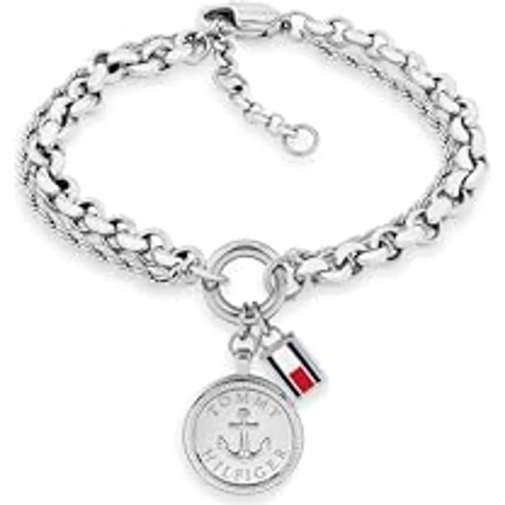 Tommy Hilfiger Jewelry Armband mit Ankeranhänger, maritimer Charms-Stil, Edelstahl, verstellbare Länge 16–18 cm, Karabinerverschluss