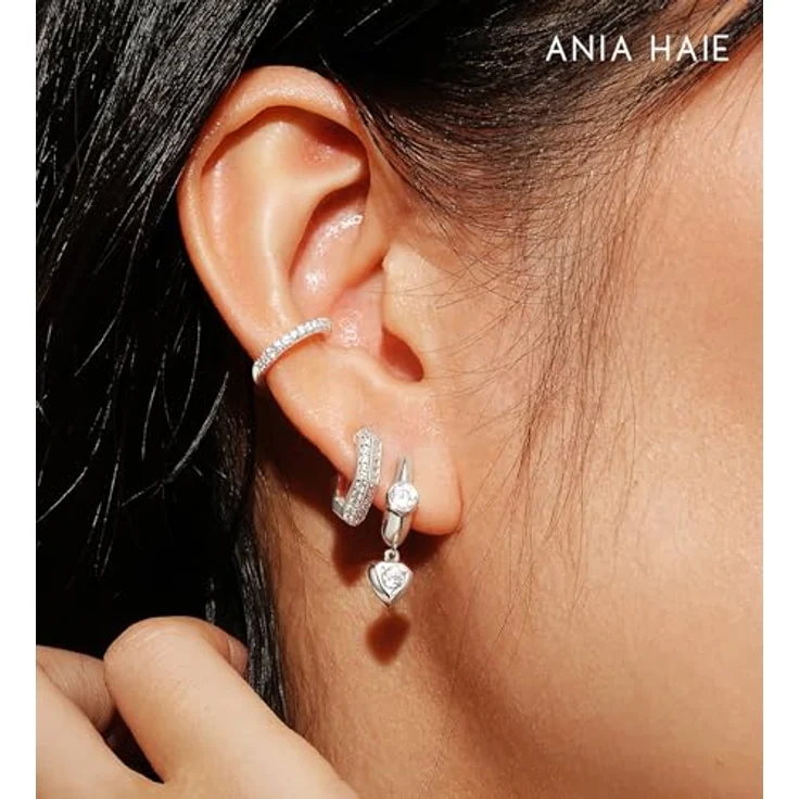 ANIA HAIE Vogue Maven Small Dome Hoop Creolen, 13,5 x 7,8 mm aus 925 Sterling Silber mit Rhodium-Überzug, inkl. Geschenkverpackung – Bild 2