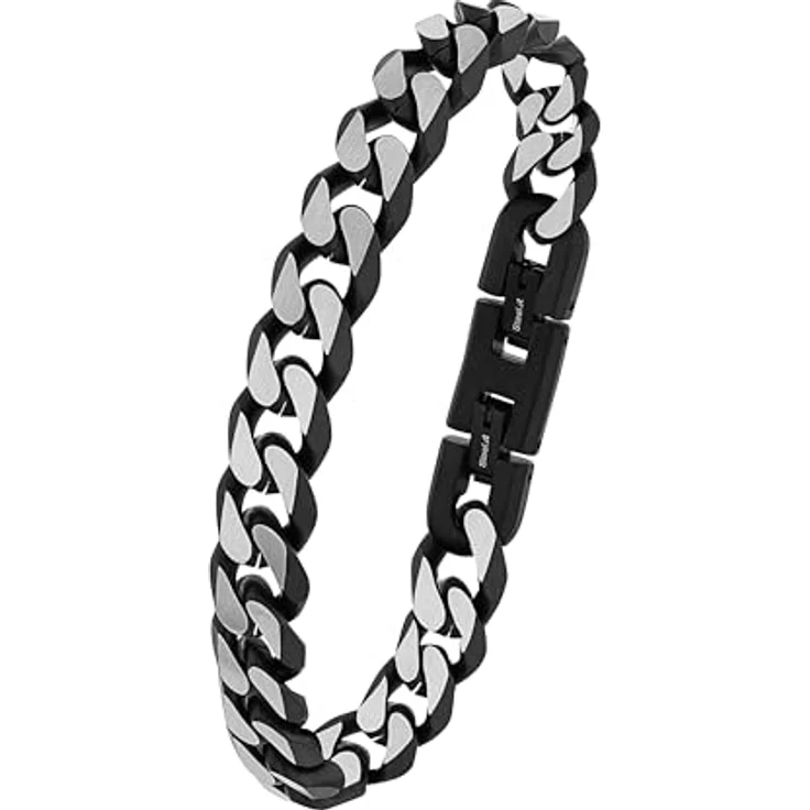 s.Oliver Herren Armkette, Edelstahl IP schwarz, 1,1 cm breit, verstellbar von 21,5 cm auf 20 cm – Bild 1