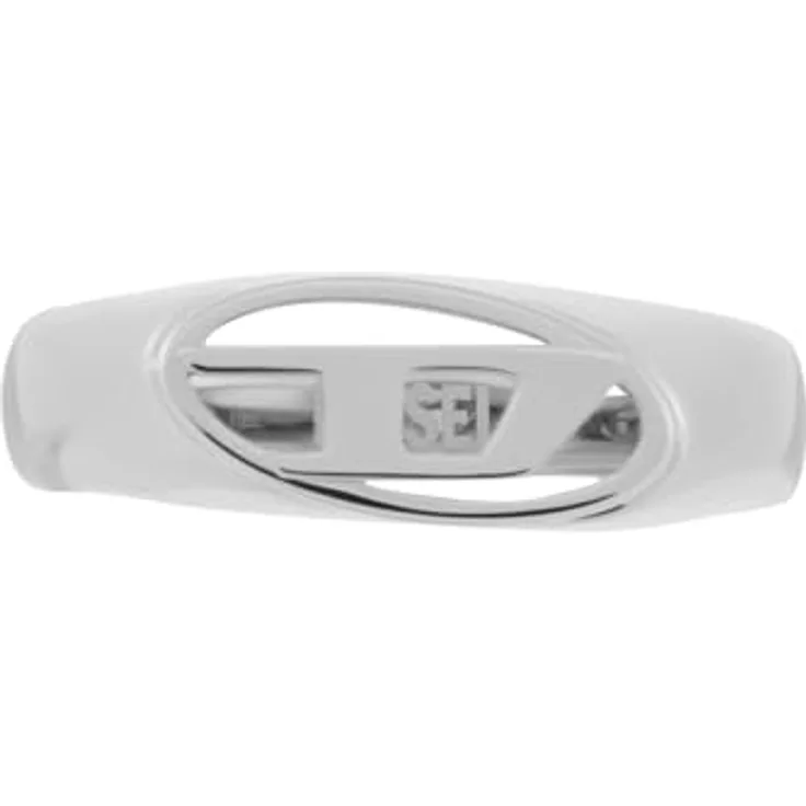 Diesel Herren Oval D Logo Ring aus silberfarbenem Edelstahl, poliert