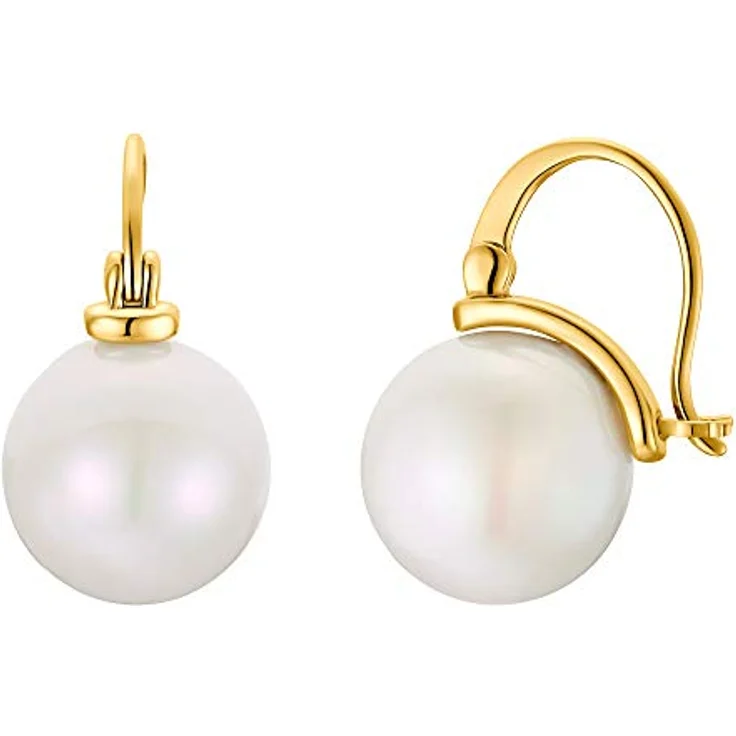 Heideman Ila Damen Ohrringe, goldfarbend aus Edelstahl mit weißen Perlen, matt, eleganter Ohrschmuck – Bild 3