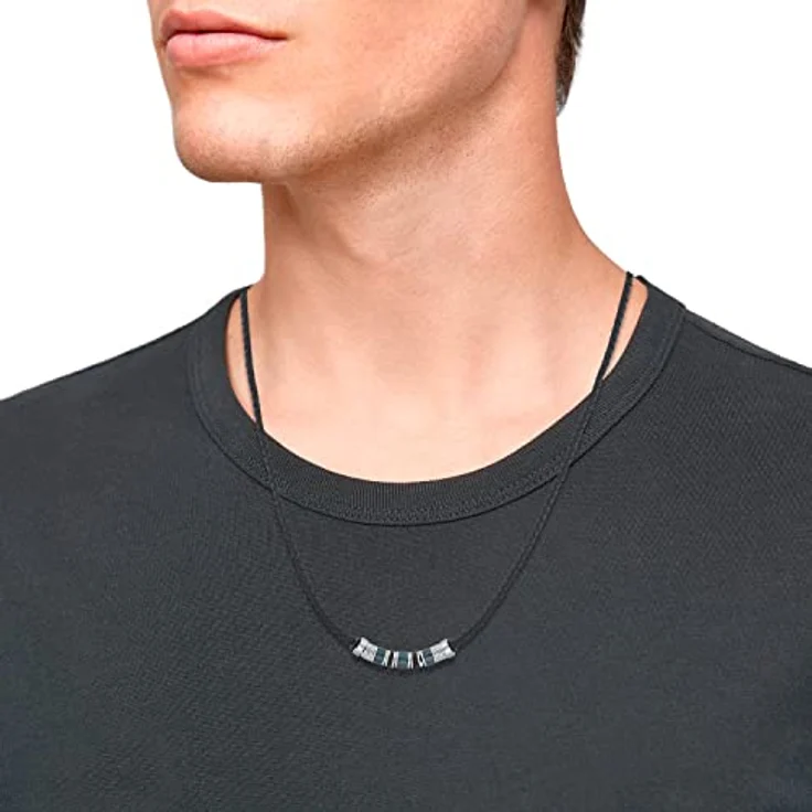 s.Oliver Bicolor Halsband für Herren, Edelstahl und Leder, 45+5 cm, in Schmuck Geschenkbox, 2031474 – Bild 5