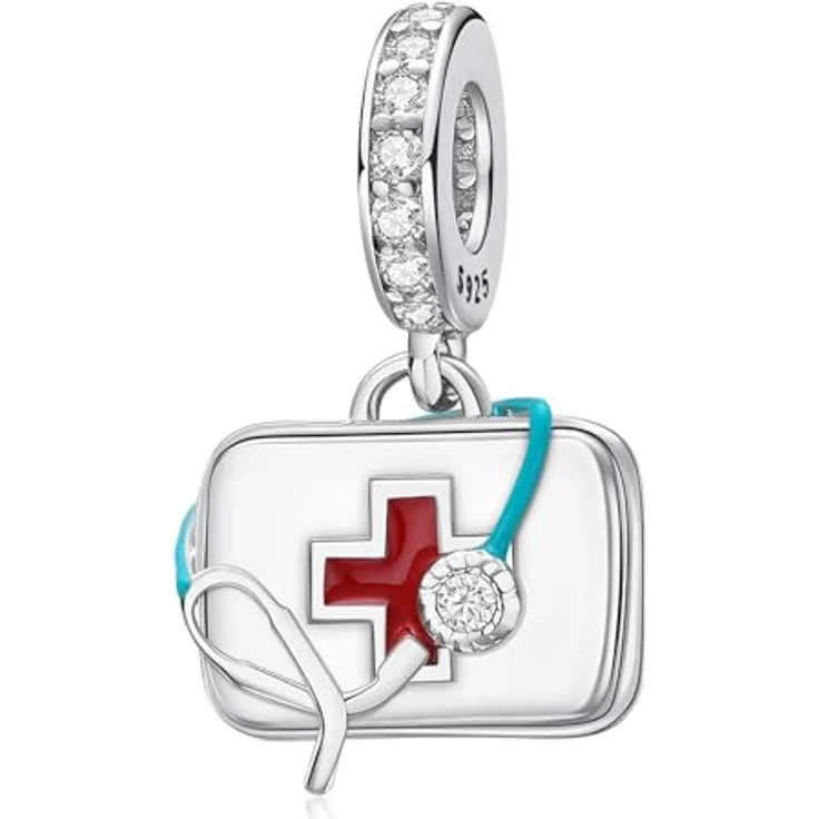 HappyStar 925 Sterling Silber Charm, Dangle Anhänger mit I LOVE MOM Motiv, geeignet für Pandora Armbänder, inkl. kostenloser Abstandsperle und Geschenktasche – Bild 1