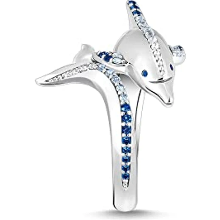 THOMAS SABO Silberring Delfin mit blauen Zirkonia-Steinen, Ringgröße 52/16,6 – Bild 2