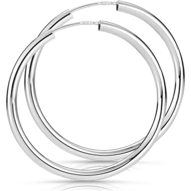 Materia 925 Sterling Silber Creolen Ohrringe 29mm, klassisch für Damen und Teenager, leichtes Anlegen mit Steckverschluss, made in Germany