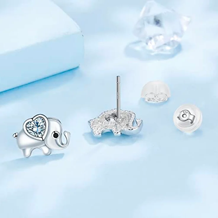 Arrebol Elefant Ohrringe 925 Sterling Silber, Ohrstecker mit 3A Zirkonia, romantisches Design für Damen – Bild 2