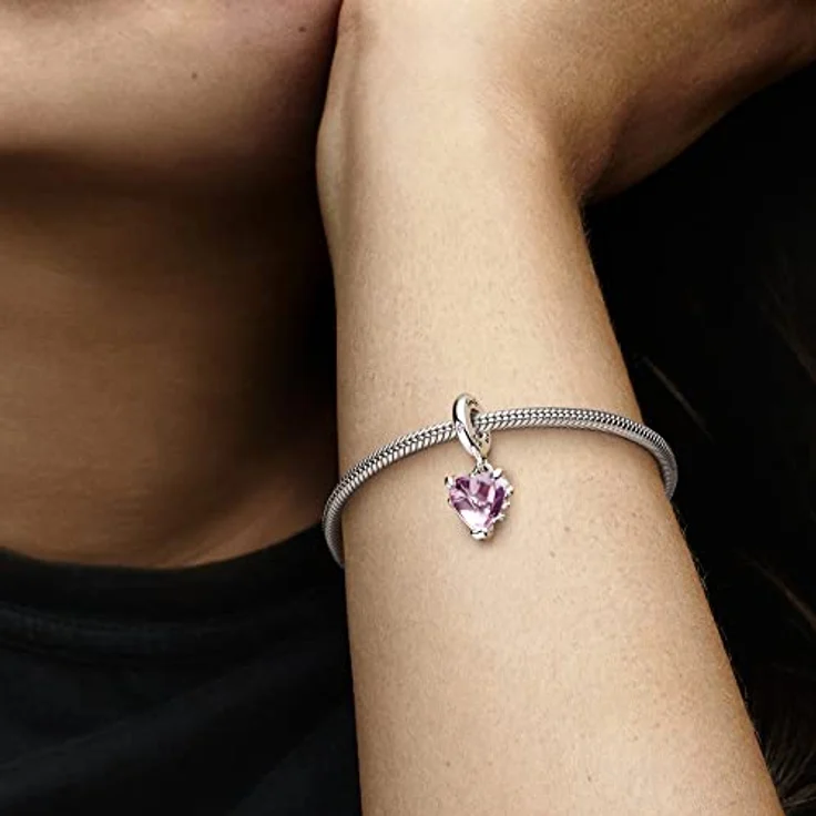 PANDORA Moments Anhänger Stammbaum, Sterlingsilber mit märchenrosa Cubic Zirkonia und rosarot-schattiertem Kristall – Bild 5