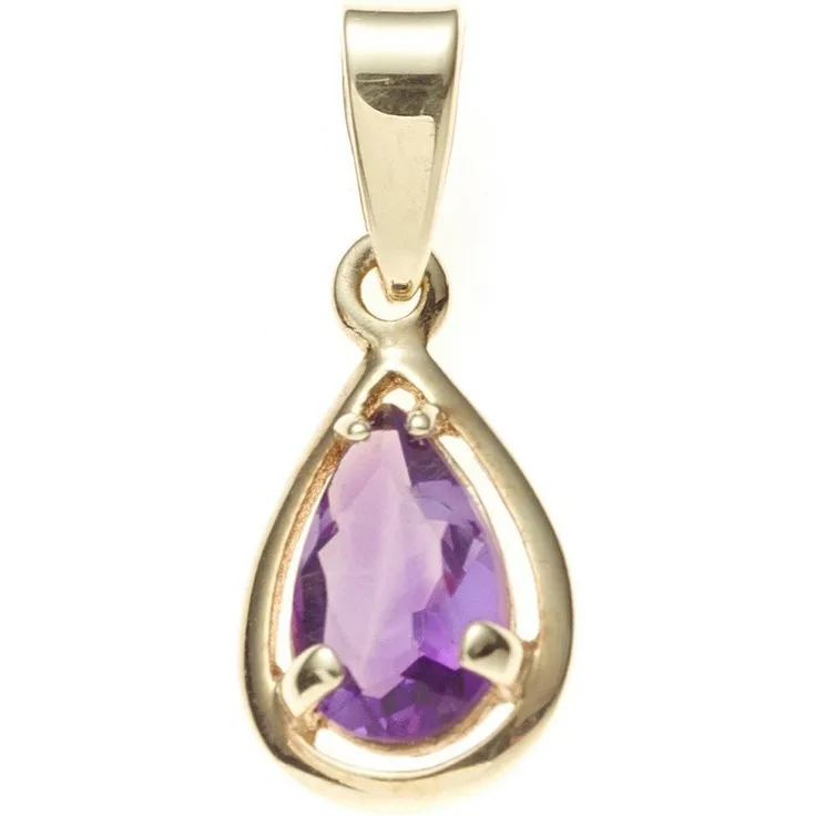 JOBO Kettenanhänger Tropfen, 333 Gold mit Amethyst, 13,9 mm Höhe, 0,6 g