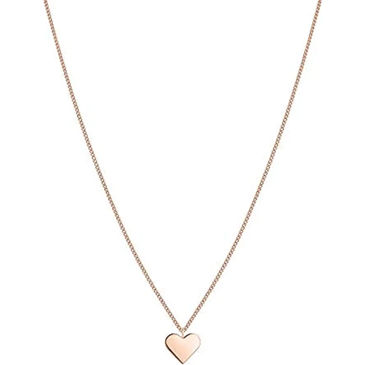 Tamaris TJ-0027-N-45, Damen-Halskette mit Herzanhänger, Edelstahl IP Roségold poliert, 45 cm verlängerbar