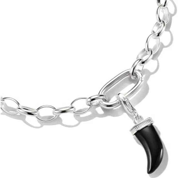 THOMAS SABO Charm Club Original Charm Anhänger Obsidianzahn aus 925 Sterling Silber, Talisman mit glücksbringender Symbolik, Western-Stil – Bild 2