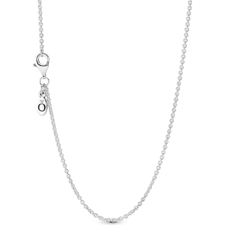 Pandora Kette ohne Anhänger, zarte Halskette aus poliertem 925/- Sterling Silber, verstellbar auf 38-45 cm, Rundankerkette, mit Karabiner-Verschluss – Bild 3