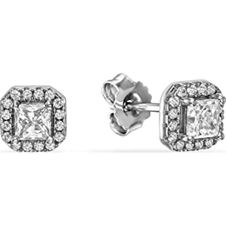 FAVS Damen-Ohrstecker 925er Silber mit 32 Zirkonia, mittlere Größe 0,75 cm, klassisches Design – Bild 1