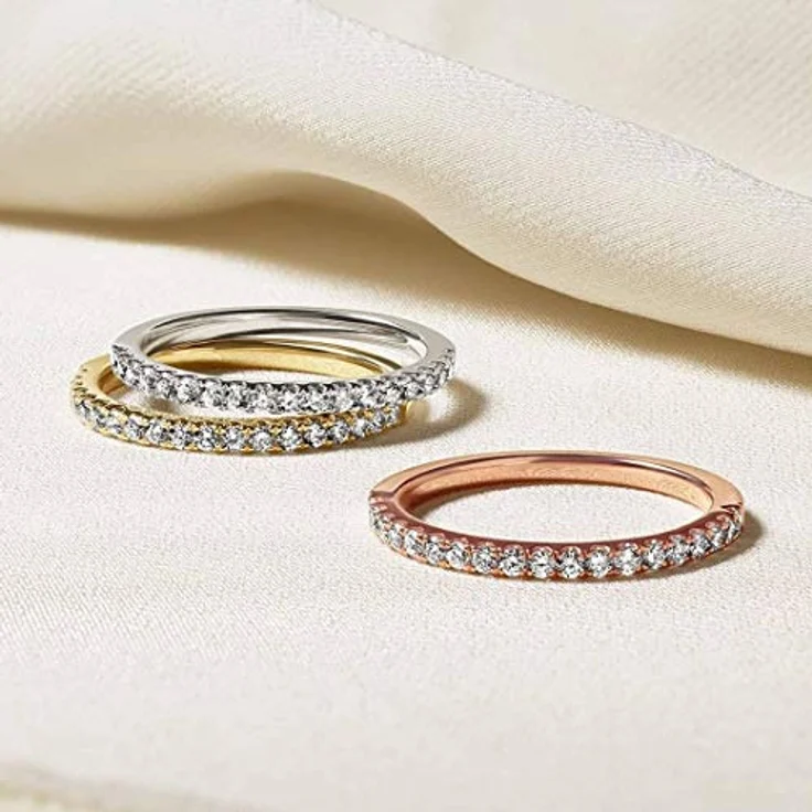 Zakk Eternity Ring Damen Ewigkeitsring Silber 925 mit Zirkonia und Roségold Vergoldung, schmal, Größe 66 (21.0) – Bild 3