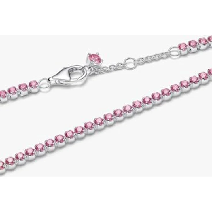 PANDORA Timeless, Rosafarbenes Kleines Tennisarmband aus Sterling-Silber mit Zirkonia, 18cm, 593927C02-18 – Bild 2