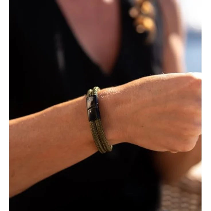 Galeara Noa, Segeltau Armband Geflochten mit Magnetverschluss, Schwarz-Grün, 205 mm, hochwertiges Nautisches Design – Bild 4