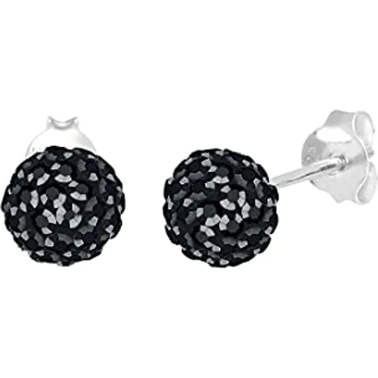 Elli Ohrstecker Kugel Elegant aus 925 Sterling Silber mit Kristallen, handgefertigter Echtschmuck für Damen, in türkiser Samtverpackung