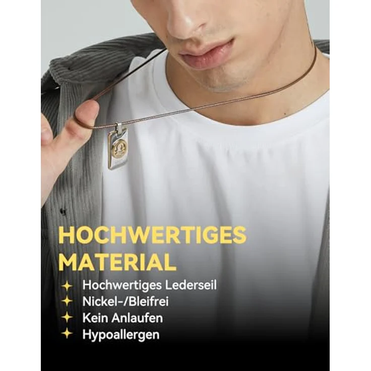 ChainsHouse Herren Halskette, geflochtene Kunstlederkette in Braun, 66cm mit 2mm Breite und Bajonettverschluss, leicht und langlebig – Bild 3