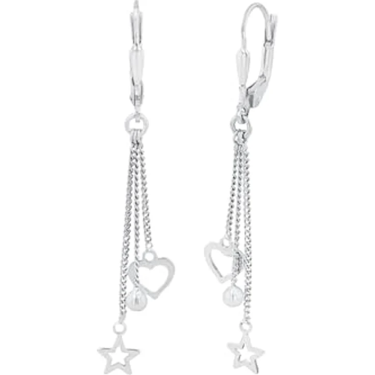 Amor Ohrhänger Damen, Sterling Silber, Herz- und Sternmotiv, in Geschenk Box – Bild 1