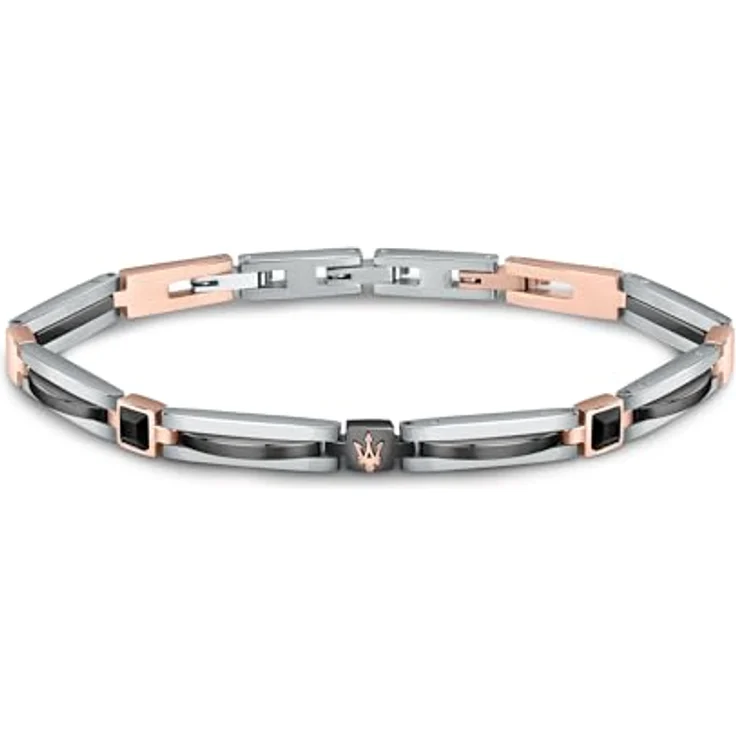 Maserati Ceramic Herren Armband JM223ATZ19, elegantes Armband mit Clip-Verschluss, 210 mm, Edelstahl-Glieder – Bild 5
