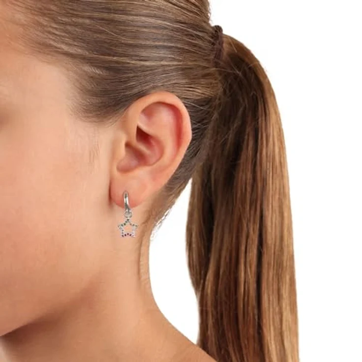 Prinzessin Lillifee Creolen, Stern Schmuck für Mädchen aus 925 Sterling Silber mit Zirkonia-Steinen, Multicolor, inkl. Geschenk Box – Bild 5