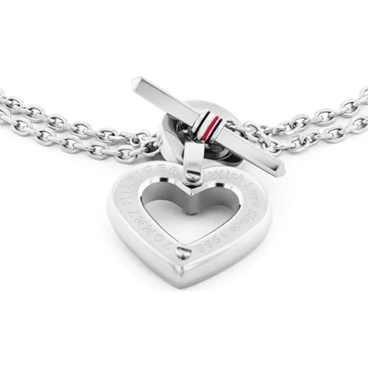 Tommy Hilfiger Jewelry Doppeltes Ketten-Armband für Damen aus Edelstahl mit herzförmigem Anhänger und verstellbarem Stabbverschluss - 2780969 – Bild 2