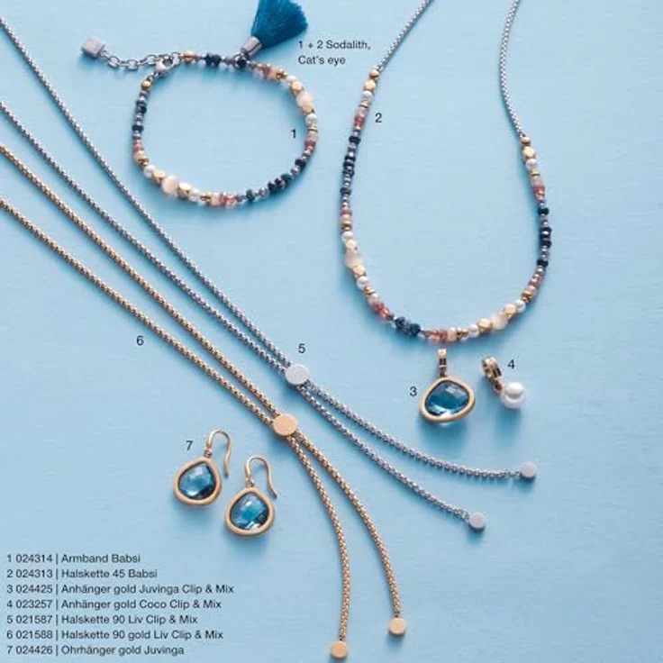 JEWELS BY LEONARDO Anhänger Clip & Mix Juvinga, Ketten-Anhänger aus goldfarbenem Edelstahl mit blauem Glasstein in abgerundeter Dreiecksform, 024425 – Bild 5