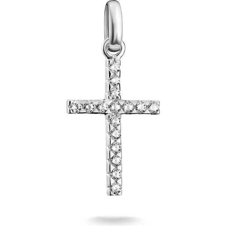 THOMAS SABO Charm-Anhänger Kreuz - Connect, aus recyceltem Silber 925 mit Zirkonia-Pavé