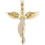 Engelsrufer Damen Engel Anhänger aus 18K vergoldetem Sterling Silber, besetzt mit 72 Zirkonia Steinen, Ösenverschluss, nickelfrei