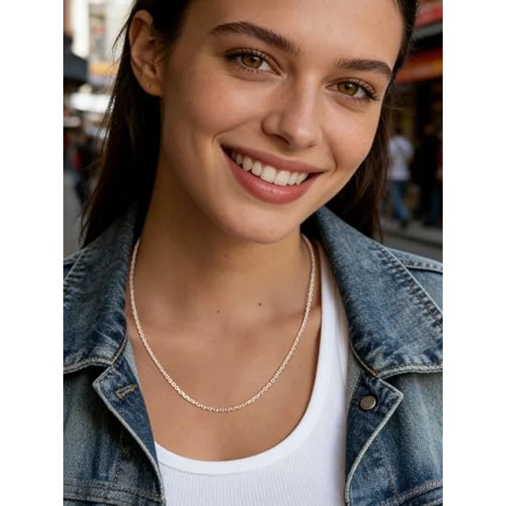FaithHeart Rolokette 2,5MM Edelstahl, 75CM lange Gliederkette für Damen und Herren, silberne Halskette ohne Anhänger, ideal als Geschenk für Valentinstag und Geburtstage – Bild 4