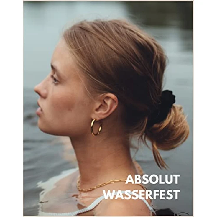 GD GOOD.designs Creolen Gold Groß 28mm für Damen, 18 Karat vergoldete Edelstahl Kreolen, wasserfest, rund, hautverträglich, 3 mm stark – Bild 4