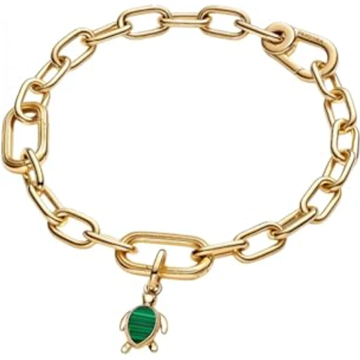 PANDORA ME Grüne Schildkröte Mini-Charm-Anhänger, mit Malachit und 14 Karat Vergoldetem Sterling Silber, kompatibel mit ME und Moments Kollektion, 763823C01 – Bild 4
