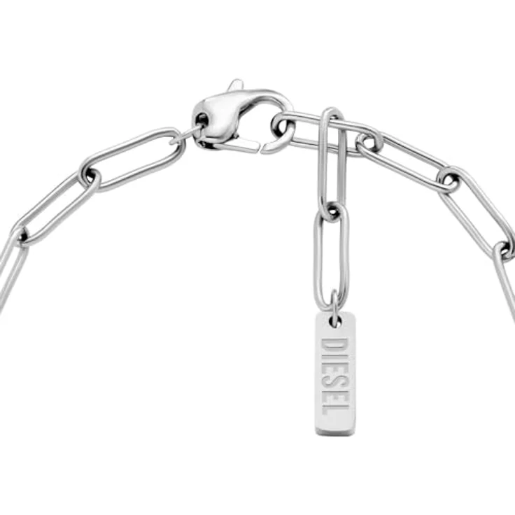 Diesel Herren Armband DX1604040, Silber-Ton Edelstahl mit Karabinerverschluss, 21,3 cm Länge – Bild 2