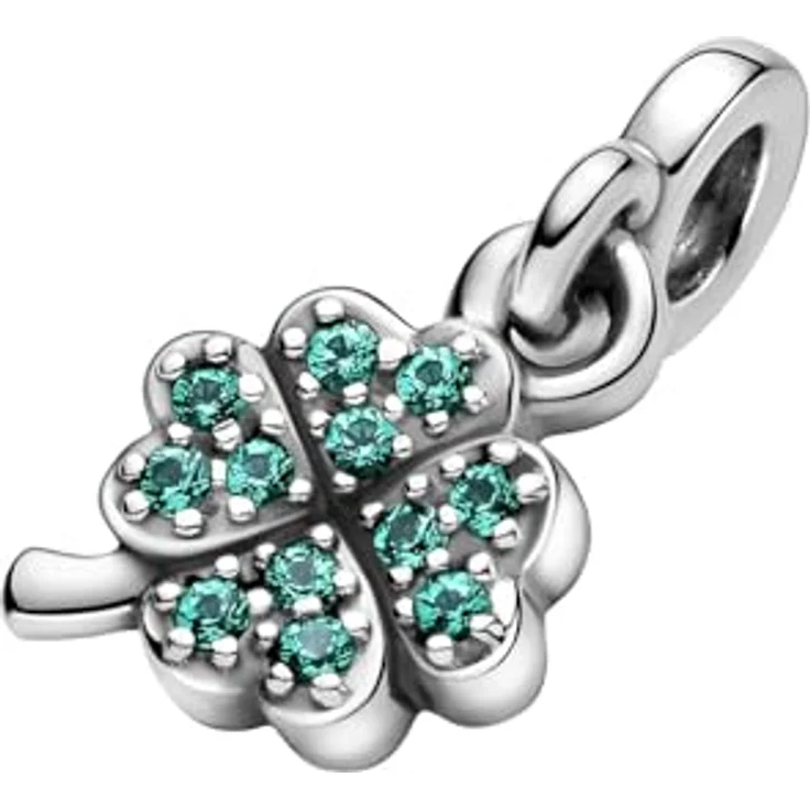 PANDORA Me Charm-Anhänger, vierblättriges Kleeblatt aus Sterling-Silber mit grünen Pavé-Schmucksteinen, 2,6 x 7,6 x 6,2 mm, kompatibel mit Me Kollektion – Bild 3