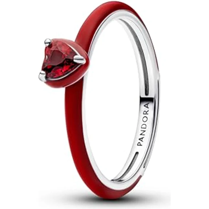 PANDORA ME Rotes Chakra Herz Ring, Sterling Silber mit künstlichem Kristall, Größe 56, handgefertigt – Bild 1