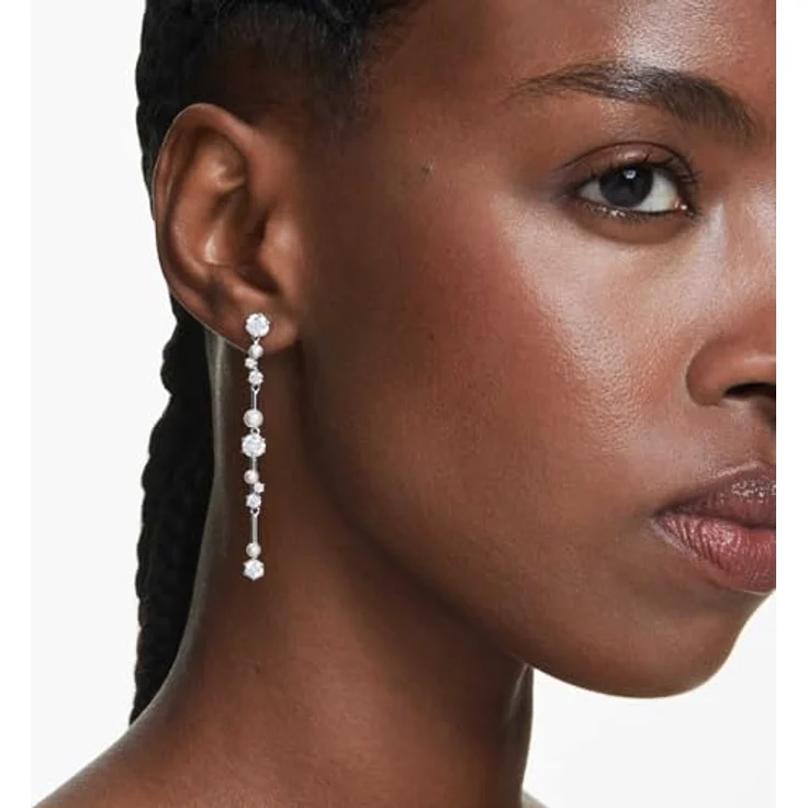 Swarovski Constella Drop-Ohrhänger, Paar Ohrstecker mit Swarovski® Zirkonia (synth) und Perle, rhodiniert – Bild 5