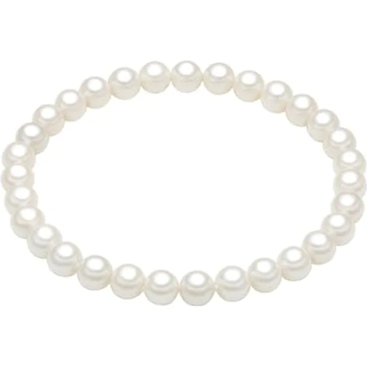 Rafaela Donata Damen Perlenarmband mit 6 mm Muschelkernperle, weiß, Nylon, in Geschenkbox