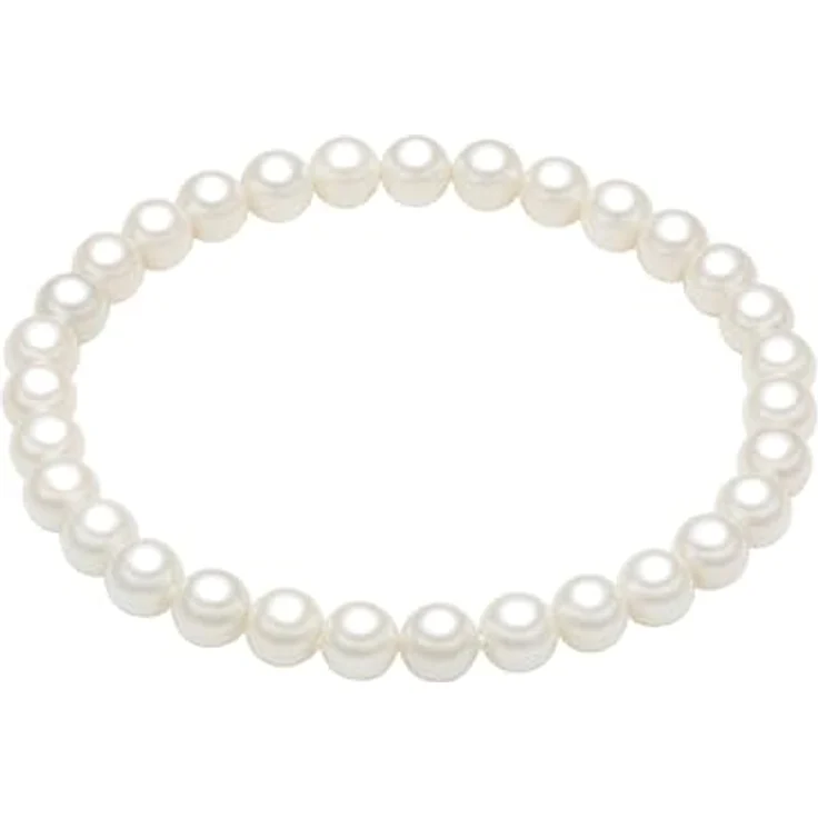 Rafaela Donata Damen Perlenarmband mit 6 mm Muschelkernperle, weiß, Nylon, in Geschenkbox – Bild 1