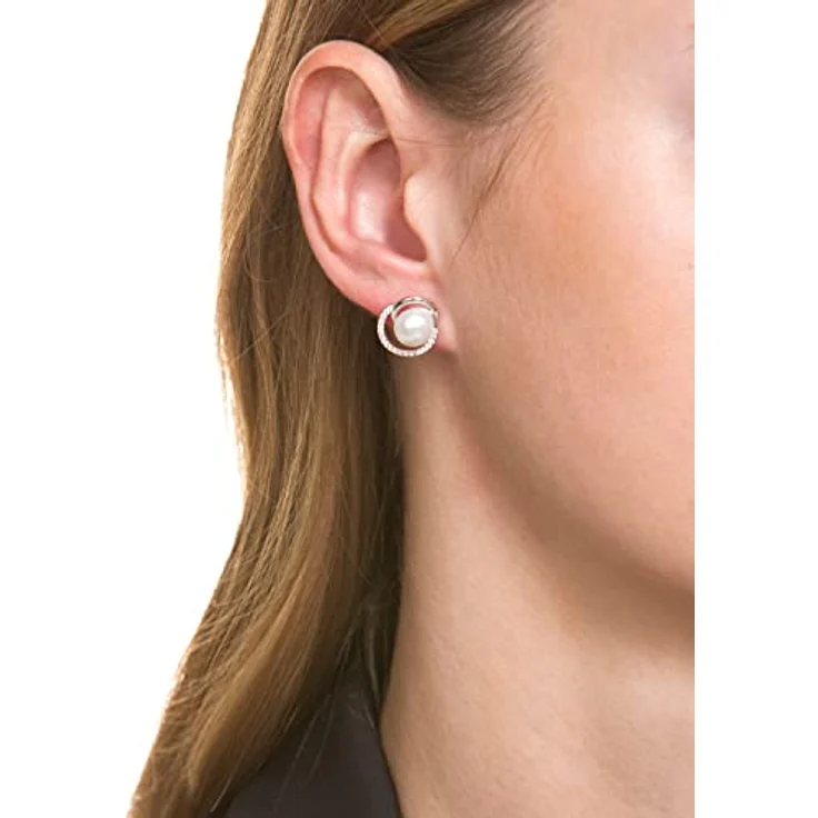 JOOP! Damen Ohrringe, 925 Sterling Silber mit Süßwasserzuchtperle und Zirkonia, 12 mm, Geschenk Box – Bild 3