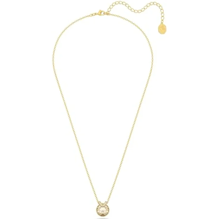 Swarovski Bella Halskette, Vergoldete Damenhalskette mit Strahlendem Goldfarbenen Anhänger und Klaren Pavé-Elementen – Bild 2