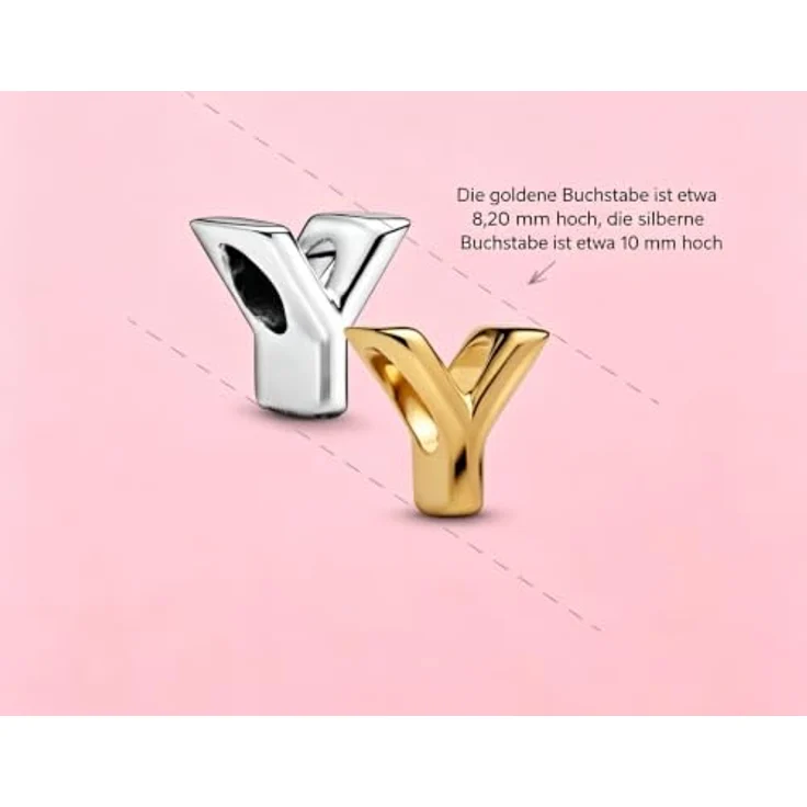 WEIMU Buchstaben Charms Gold Charms Anhänger aus 925 Sterling Silber, Stopper Charms für europäische Armbänder und Halsketten, 8,8 mm x 4,6 mm, Gold G – Bild 3