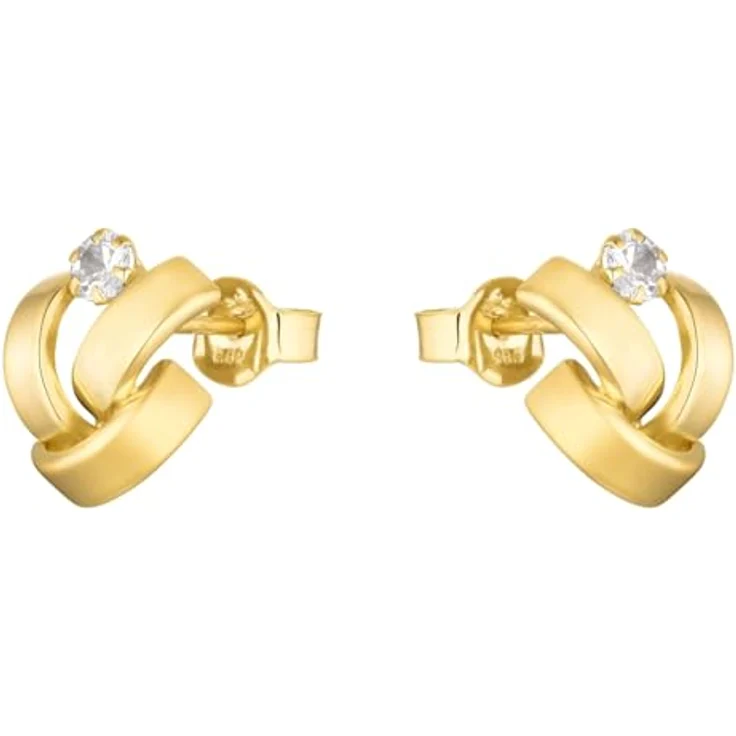Amor Damen Ohrstecker mit Zirkonia, 1,1 cm, 585 Gelbgold, in Schmuck Geschenk Box, 2015292 – Bild 3