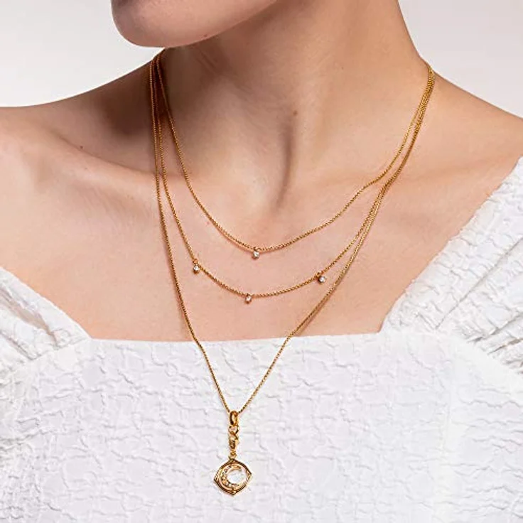 THOMAS SABO Charm-Anhänger Mond, 925er Sterlingsilber vergoldet, Zirkonia, synthetischer Spinell, Gold – Bild 5