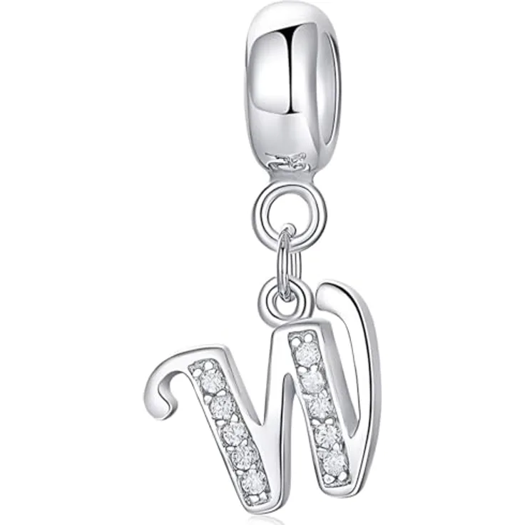 XWN Buchstabe Charm Anhänger Alphabet A-Z, 925 Sterling Silber mit kubischem Zirkon, kompatibel mit Pandora Armbändern und Halsketten