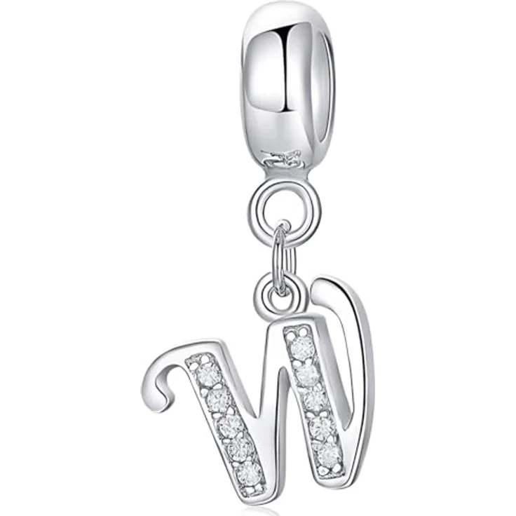 XWN Buchstabe Charm Anhänger Alphabet A-Z, 925 Sterling Silber mit kubischem Zirkon, kompatibel mit Pandora Armbändern und Halsketten – Bild 1