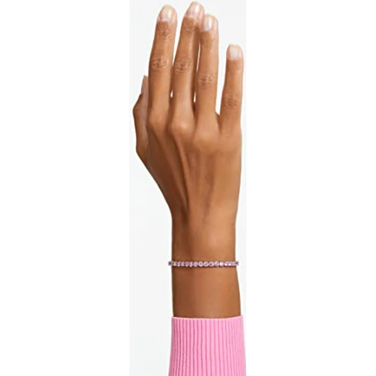 Swarovski Matrix Tennis, Rhodiniertes Damenarmband mit Violett-Rosafarbenen Swarovski Kristallen – Bild 5