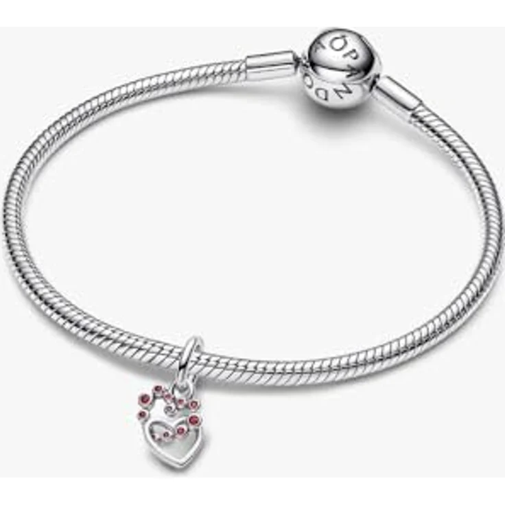PANDORA Charm-Anhänger Verbundene Herzen aus Silber mit Kristall, Motiv Liebe, 794435C01 – Bild 3