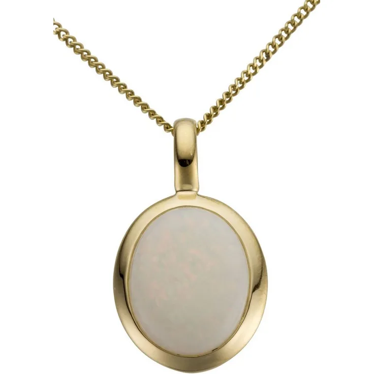 Firetti Kettenanhänger Gold 585 mit Opal, eleganter Halsschmuck für Damen und Herren