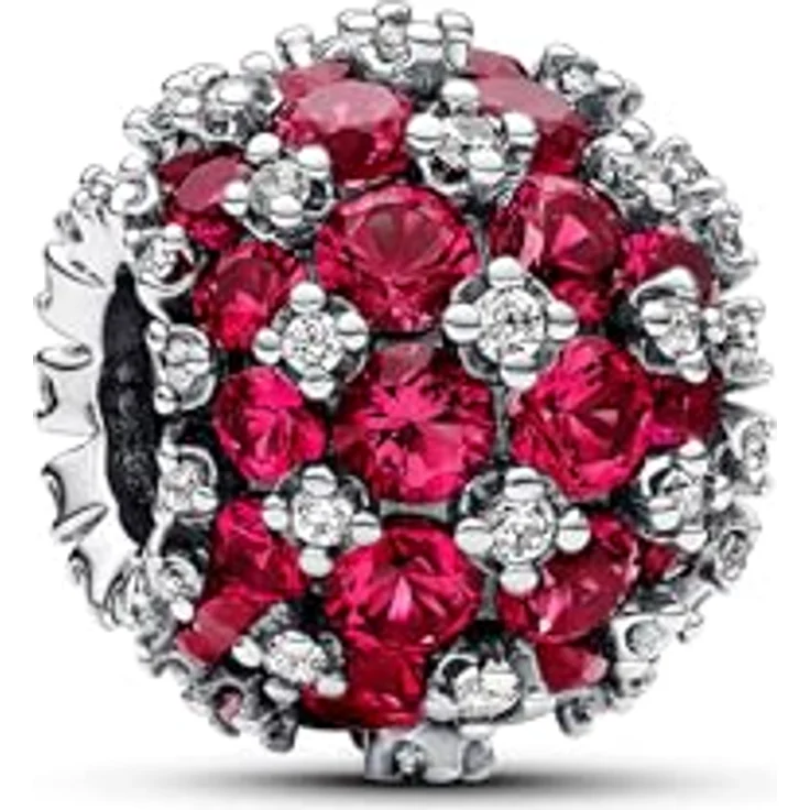 PANDORA Moments Funkelndes Rosafarbenes Rundes Pavé-Charm aus Sterling Silber, mit 88 Zirkonia, kompatibel mit Moments Armbändern, 792630C03 – Bild 1
