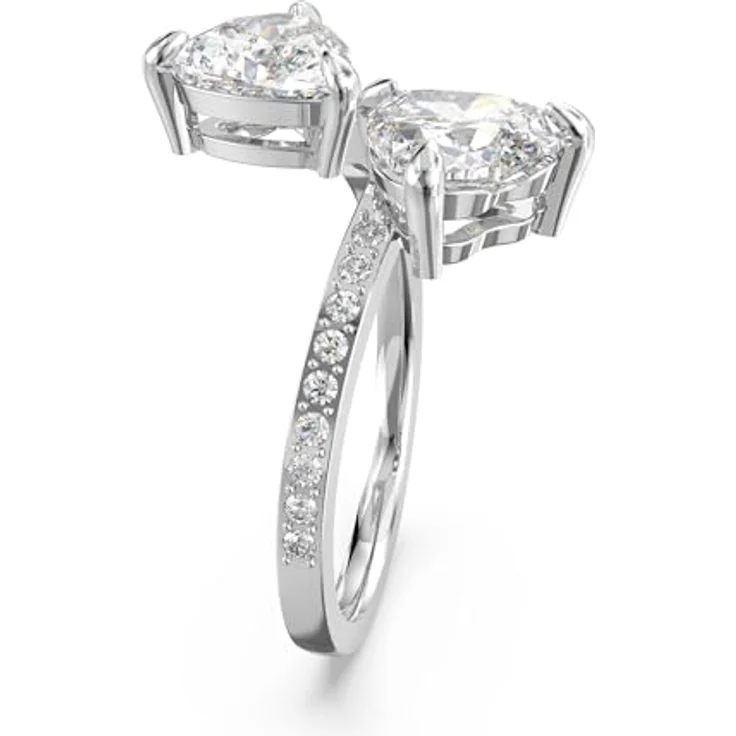 Swarovski Attract Soul Offener Ring, Herz, Weiß, Rhodiniert, romantisches Design mit funkelnden Herzelementen – Bild 3